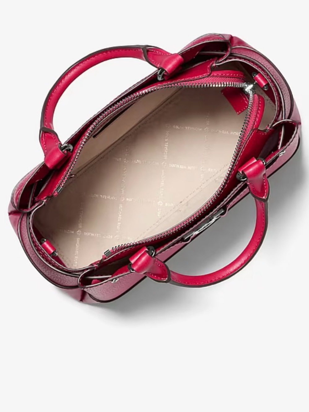 NWT Michael Kors Reed Small Pebbled Leather Satchel in Dark Raspberry - Picture 2 of 8